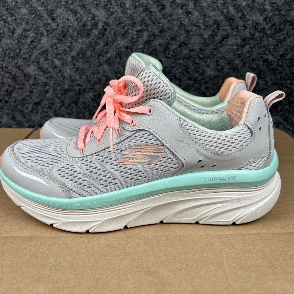 Skechers D'Lux Walker - Infinite Motion Women's 10 Gray Teal Pink Walking Shoes - Picture 4 of 10